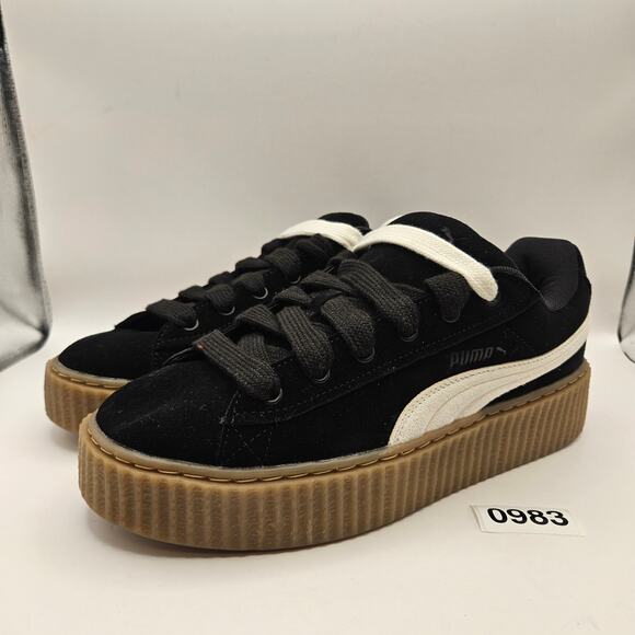 PUMA X RIHANNA WOMEN'S 10 CREEPER FENTY SNEAKERS BLACK SUEDE - Picture 2 of 8